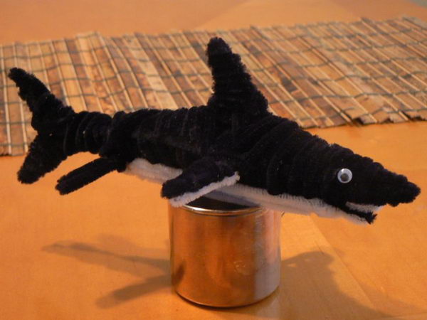 pipe cleaner animals crafts shark animal diy cleaners craft hative egg source caterpillar sponge