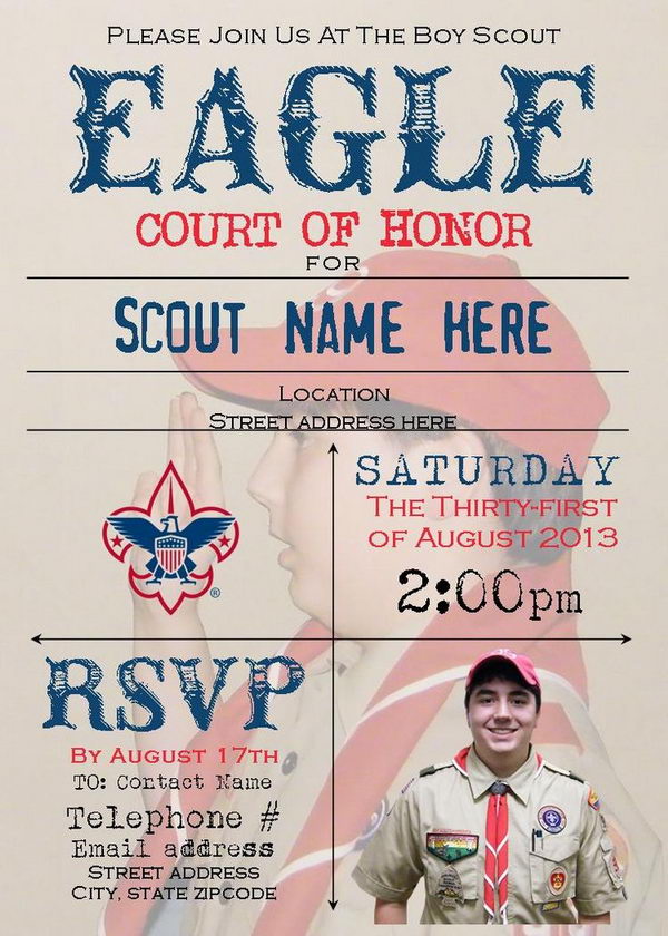 7 court of honor invitation faded background 