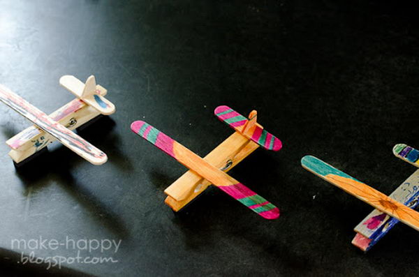 Popsicle Stick Airplane Christmas Ornament