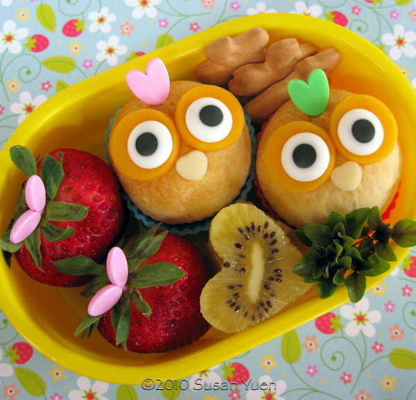 40 mini owl biscuits snack bento 