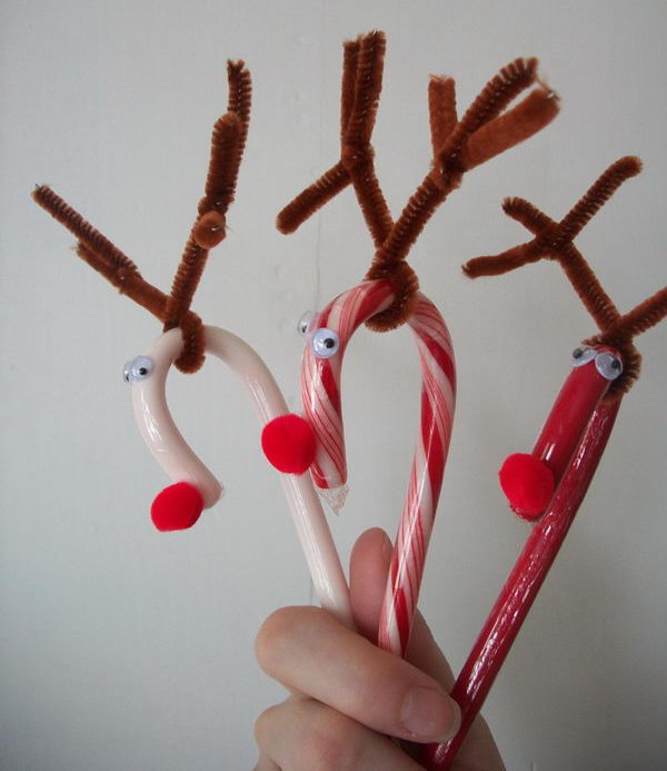 6 candy cane reindeer craft 