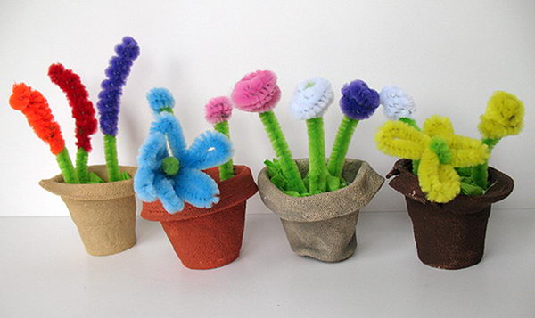 3 styrofoam cup spring flower pots 