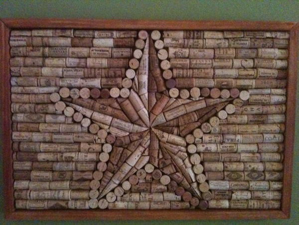 It would be cool to hang this five pointed star wine cork board on wall. 