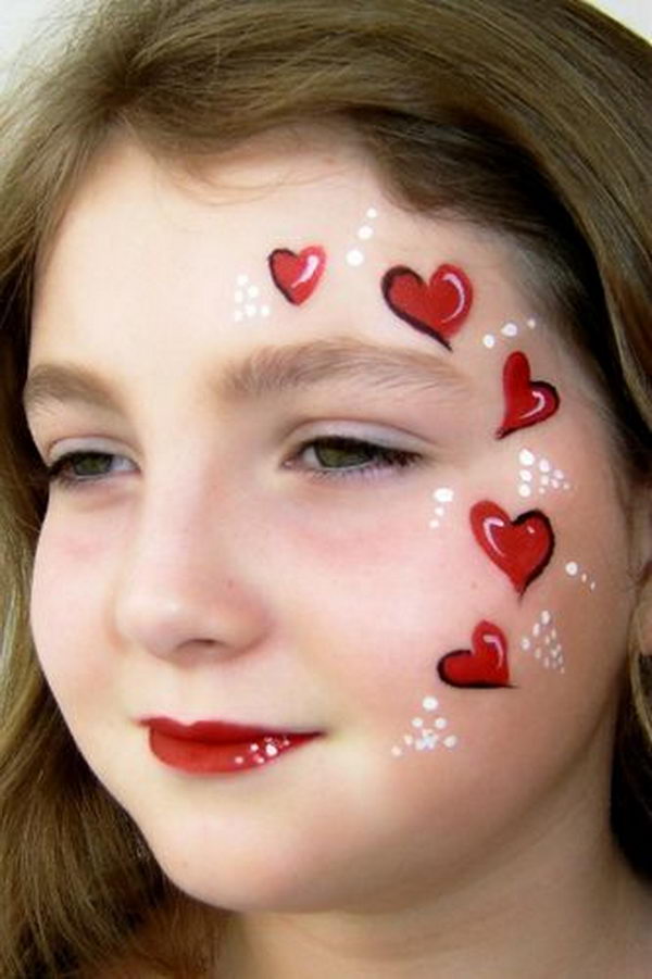 heart face painting designs