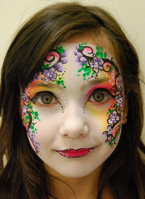 Flower Face Paint. Cool Face Painting Ideas For Kids, which transform the faces of little ones without requiring professional quality painting skills. 