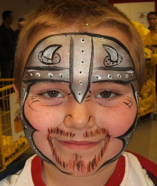 Knight Face Paint. Cool Face Painting Ideas For Kids, which transform the faces of little ones without requiring professional quality painting skills. 