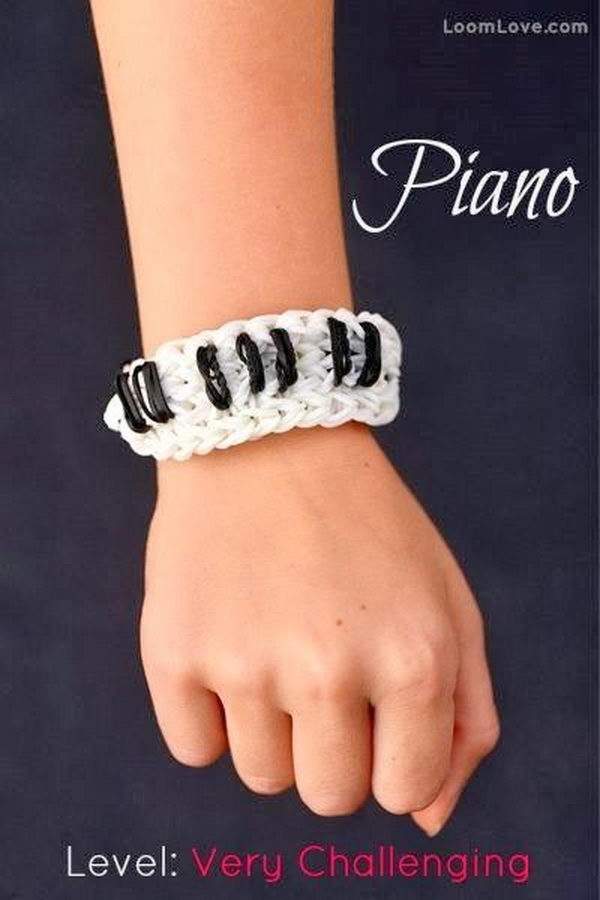Piano Rainbow Loom Bracelet. Rainbow Loom is one of the top gifts for kids, and every kid seems to have at least one piece of rubber band jewelry. 