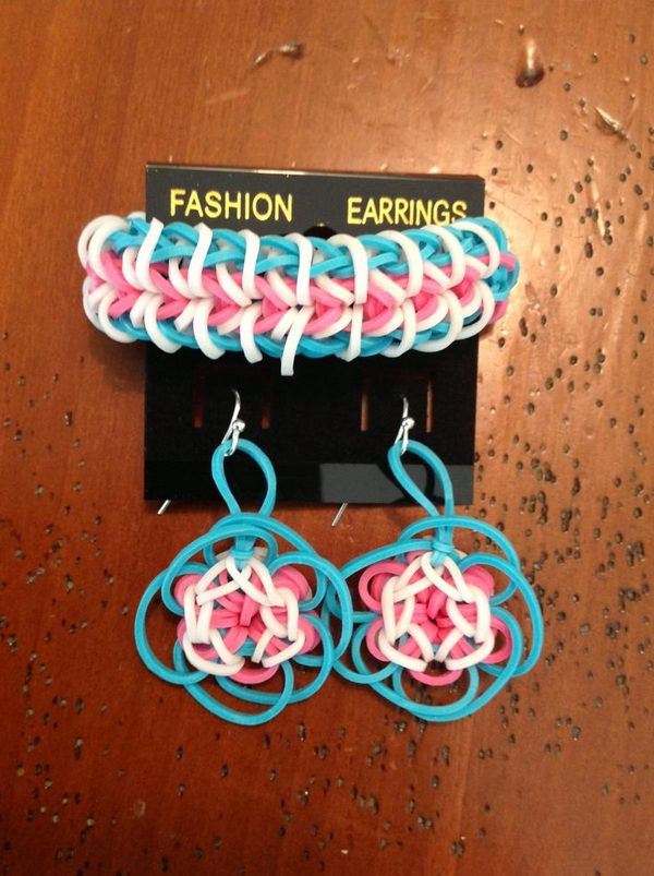 Fashion Earrings and Bracelet. Rainbow Loom is a plastic loom used to weave colorful rubber bands into bracelets and charms. It is one of the top gifts for kids. 
