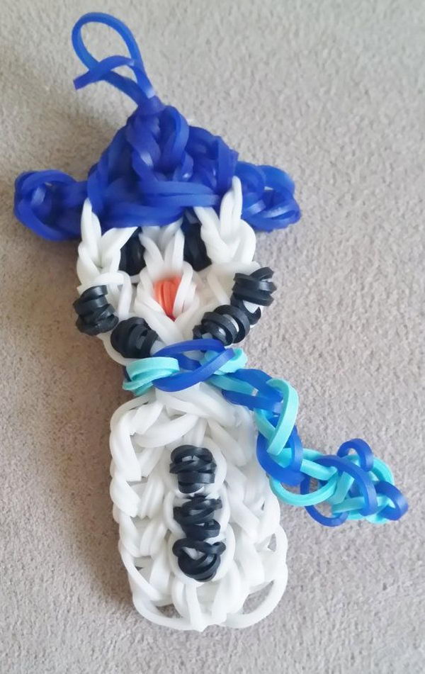 Snowman Rainbow Loom Keychain. Rainbow Loom is a plastic loom used to weave colorful rubber bands into bracelets and charms. It is one of the top gifts for kids. 