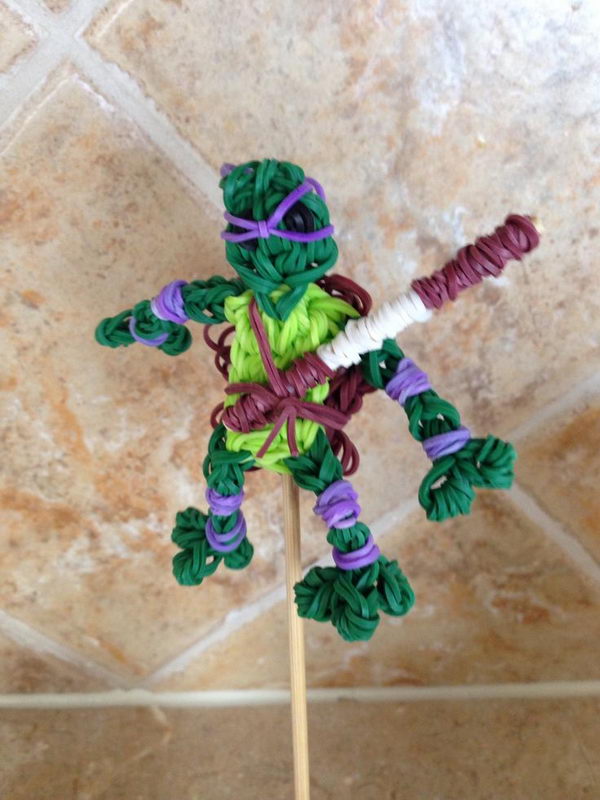 Rainbow Loom Charms Ninja Turtle. Rainbow Loom is a plastic loom used to weave colorful rubber bands into bracelets and charms. It is one of the top gifts for kids. 