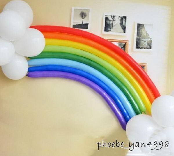 Rainbow Balloon Party Decoration. Rainbow colors are perfect for a festive event, from kids or adult birthdays to anniversaries or graduation. 