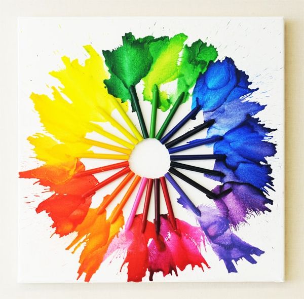 Melted crayon color wheel, 