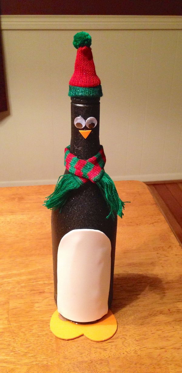 Penguin wine bottle craft, 