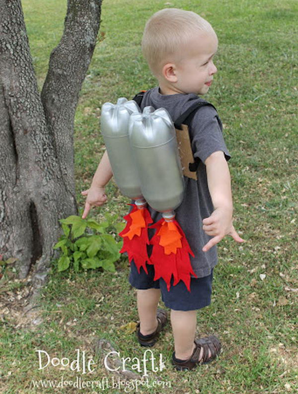 Super Sci Fi Rocket fueled Jet Pack Craft Made From Plastic Bottles. 