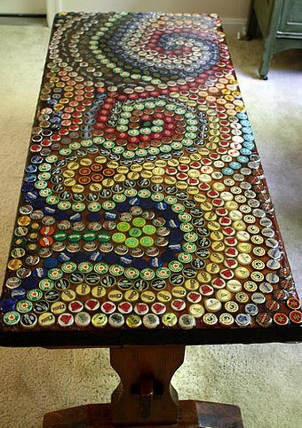 Decorate your table with bottle caps, 