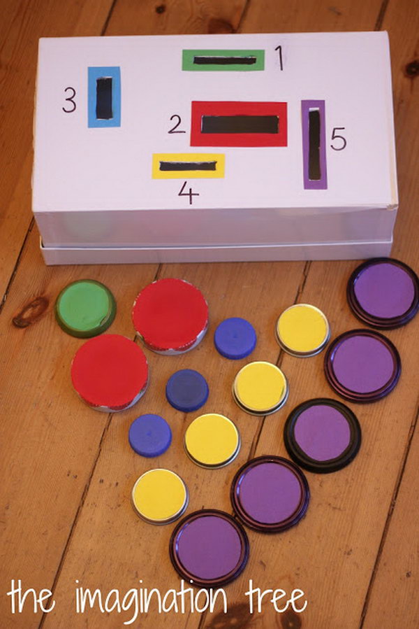 Make a count and sort posting box for fine motor practise and problem solving. The enduring appeal of dropping and posting through holes will make this a real favourite game. 