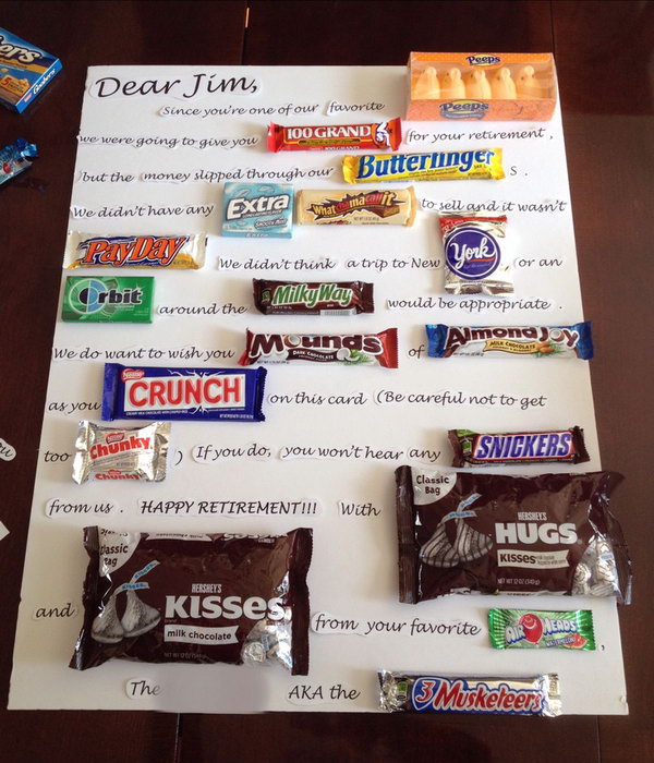 Retirement Candy Bar Gift Card for a friend, 