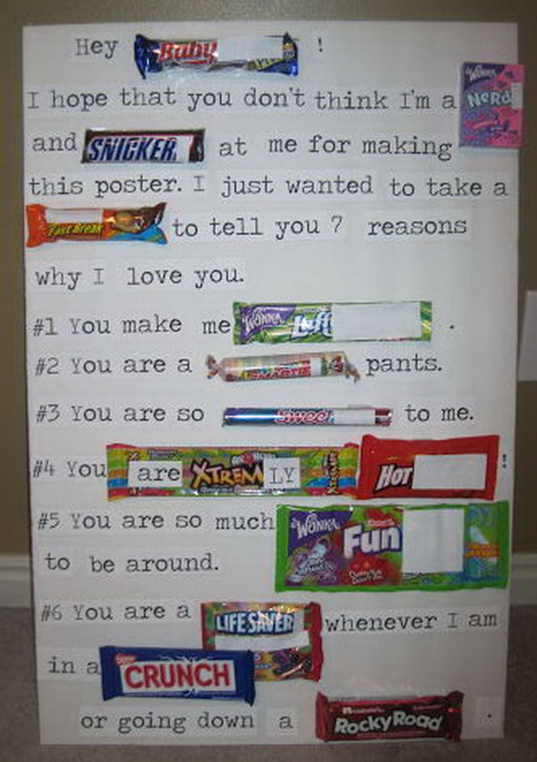 Valentines Candy Bar Poster for Him, 
