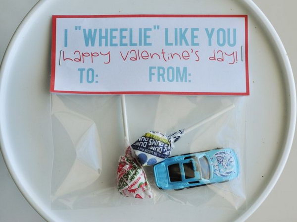 I 'Wheelie' Like You Valentine Day Card for boys who LOVE cars. 