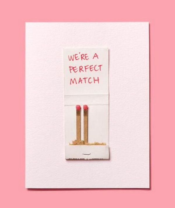 We're a perfect match. A cute DIY Valentine's Day card made with a matchbook. 