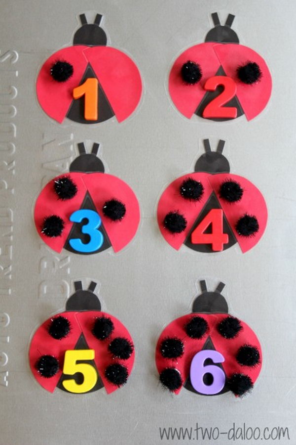 Make a fun and easy magnetic ladybug counting interactive bulletin board. These colorful ladybugs are sure to engage your toddler or preschooler in one to one correspondence, matching number symbols to quantities, fine motor practice, and learning about insects in a playful way. 