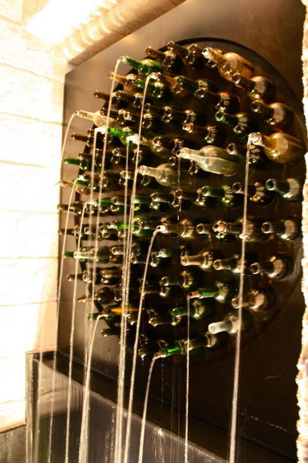 Wine Bottle Water Feature. Interesting things to do out there in your backyard. So simple and cheap to make, and you could play them with your kids or family anytime. 