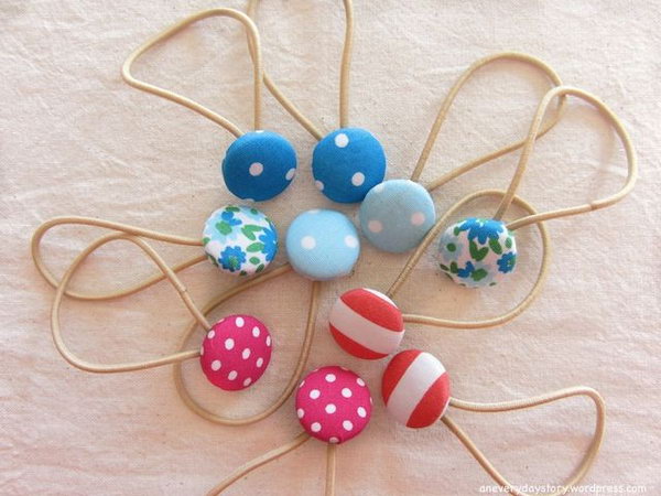 Sweet Covered Button Hair Ties for Girls. 