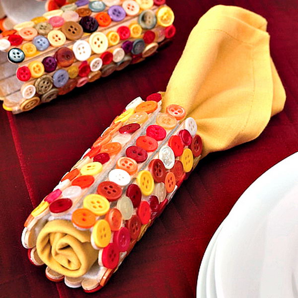 Button Napkin Rings. A great way for kids to help prepare for a big meal or gathering. 