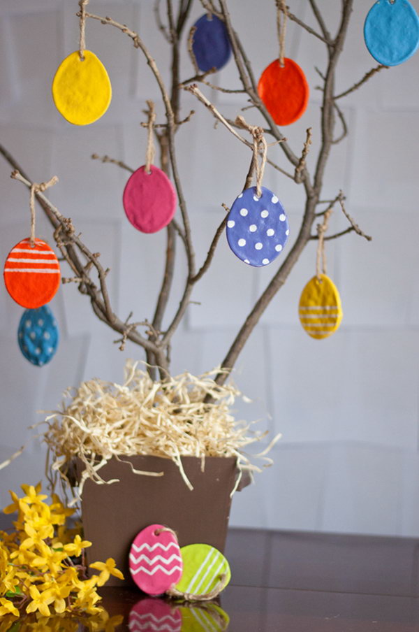 DIY Salt Dough Eggs. It's a perfect craft for kids to make for Easter. Hang it on your Easter tree and bring some spring color to your house. 