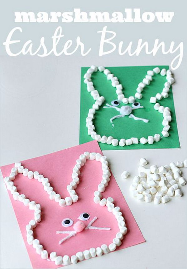 Marshmallow Easter Bunny Craft. Incorporate some math into the craft. Use marshmallows to boost fine motor development and counting for kids. 