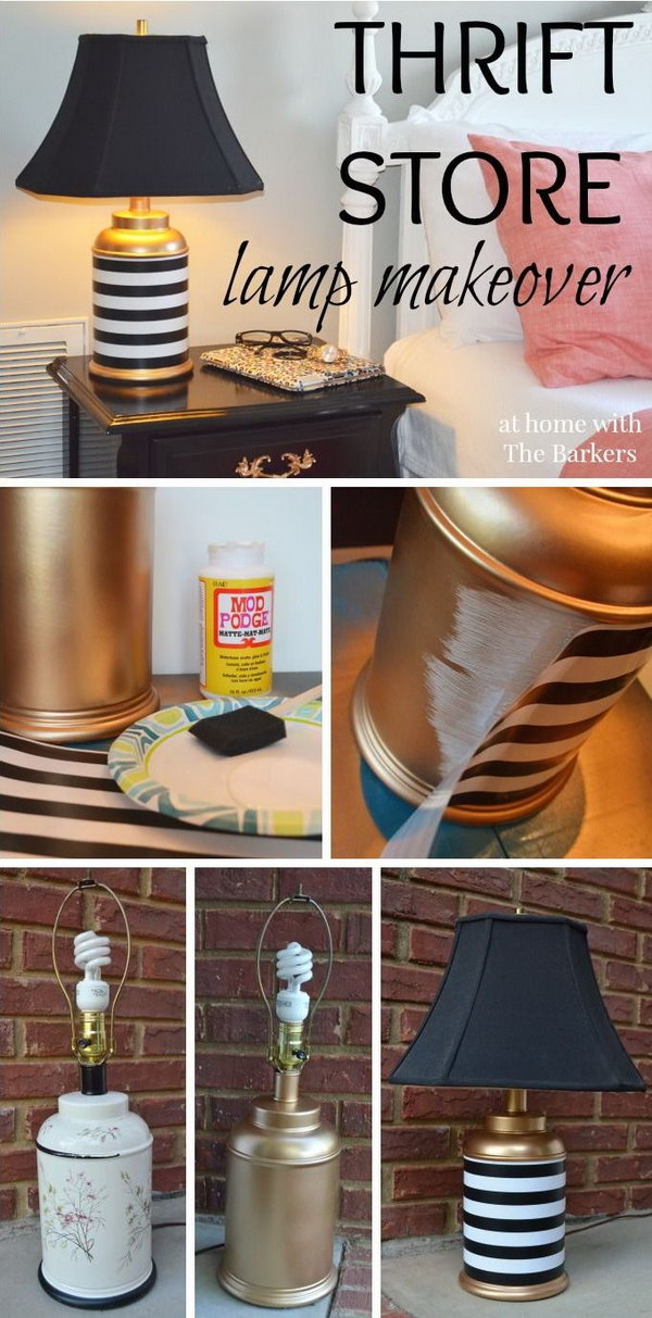 Mod Podge Lamp. Use gift wrap paper and Mod Podge to decorate the lamp. So creative and inspiring. 