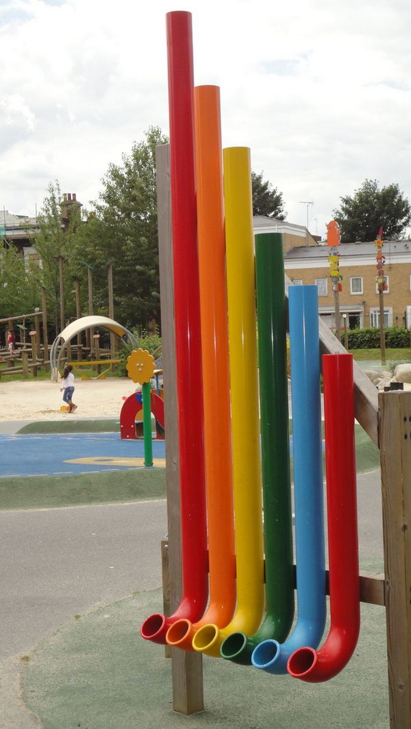 Turn PVC pipes into a playground musical instrument. 