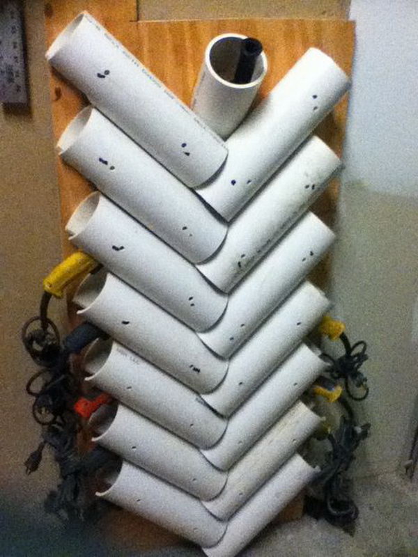 PVC Pipe Screw Gun Rack. A simple DIY rack made to hold the screw guns, drills, and electric shears in the tool crib. 