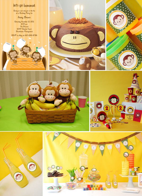 What a cute theme for a birthday party! Monkey and banana are fabulous! Most important, this great party is very do able within your budget. 