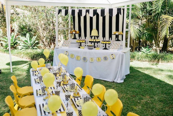 What’s cuter than a bunch of bees flying around in party hats? If your little one loves yellow and sweet, then a bee themed party may be just what the doctor ordered. 