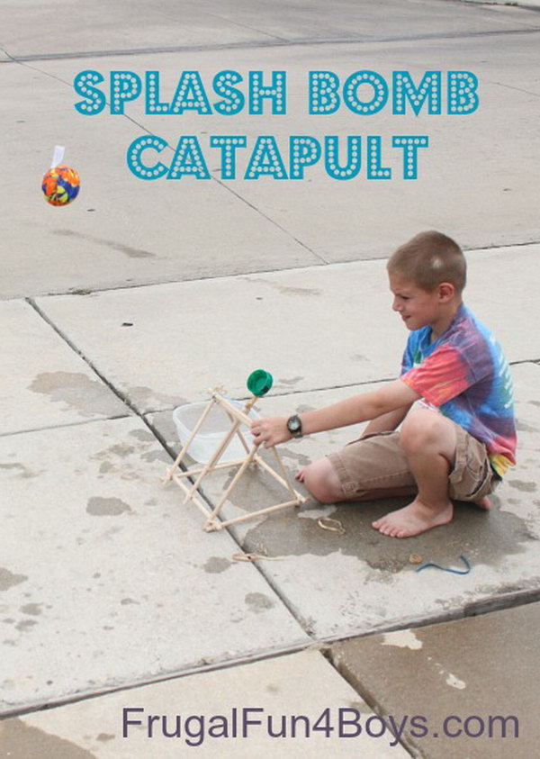 This catapult is a good weapon to shoot ping pong balls and water bombs, and it does not require special tools or a trip to the hardware store to build it. You just need some pre cut dowel rods and rubber bands which can be found around. Learn how to make it here. 