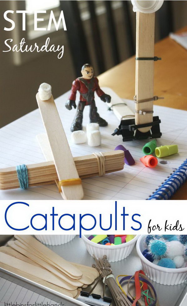 Popsicle Stick Catapult. It is easy and quick to build this awesome possible stick catapults at home with a few simple materials. Check the video here to see how to build it. 