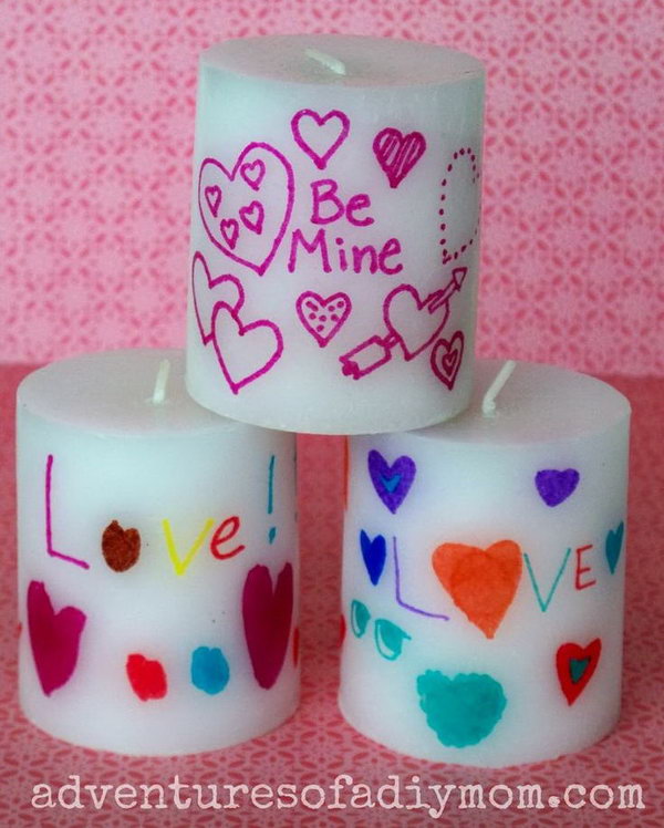 Personalized Valentines Candles. These DIY candles are super easy and fun to make and make a cool gift. It looks amazing as it burns, and leave the room filled with a cozy and romantic air. 