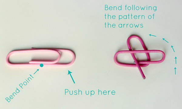 Heart Shaped Paperclips. This beautiful craft is super chic for lazy crafters. Push up the bend point following the pattern of the arrows. It's so cool to pin your files in a hear shape. 