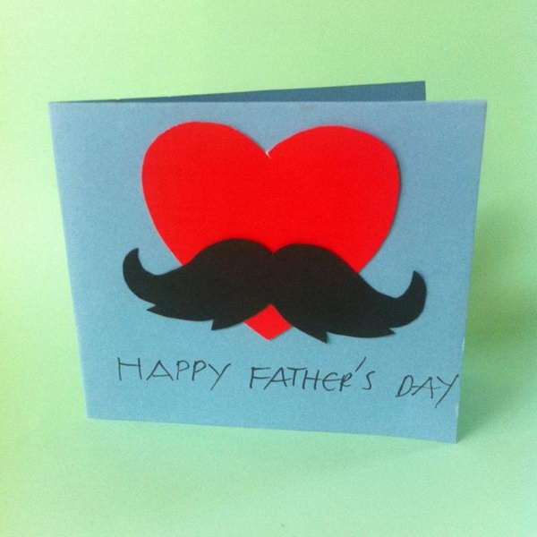 Red Heart with Mustache Father's Day Card 