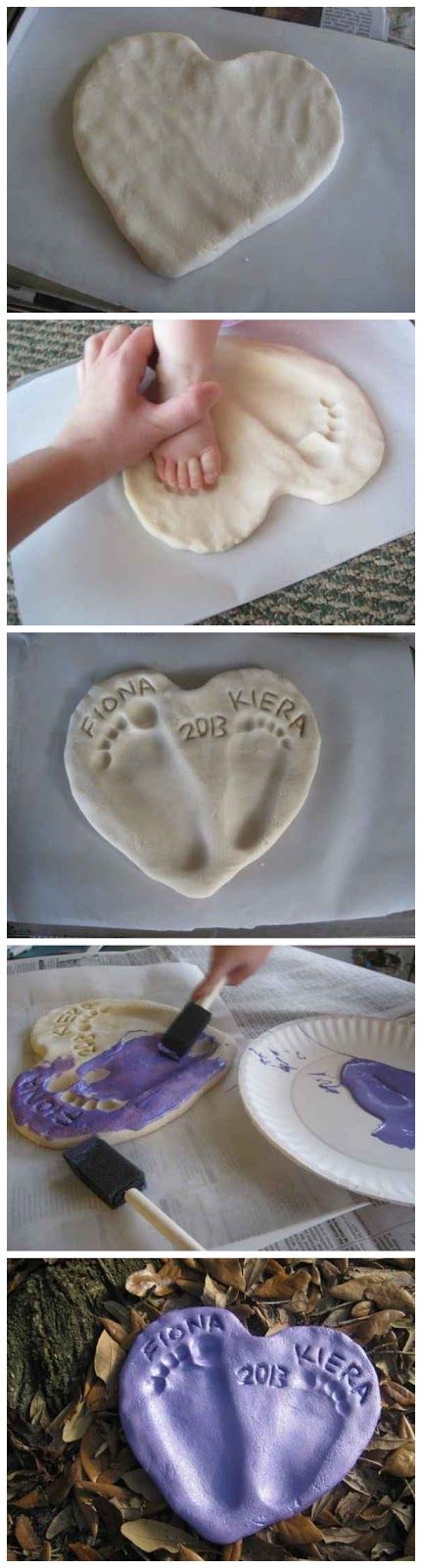 Salt Dough Footprint Heart. 