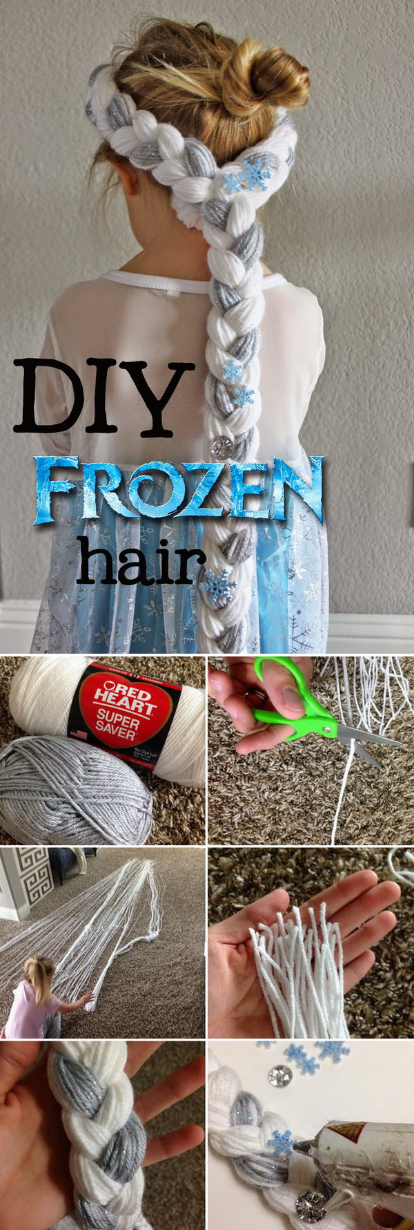 DIY Hair for Frozen Party. This fun project was so simple and it takes less than an hour to make! 