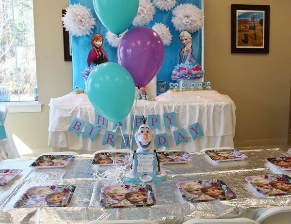 Dessert Table At A Frozen Birthday Party. 