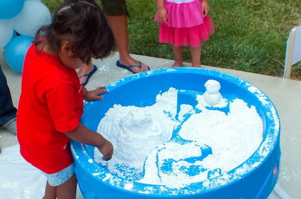Disney Frozen DIY Play Snow. It's so easy to make and perfecy for a summertime Disney Frozen Party! 