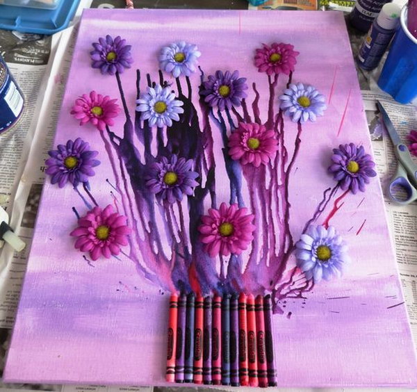 Flower Bouquet Melted Crayon Art 