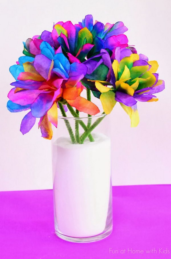 Vibrantly Colored Coffee Filter Flowers 