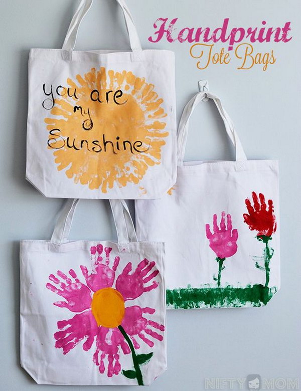 Handprint Tote Bags For Mom 