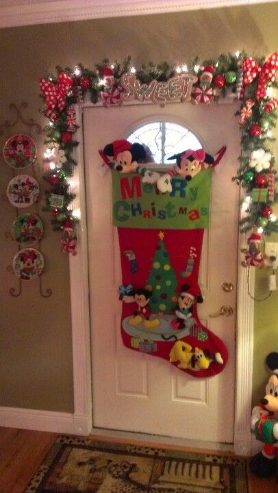 Mickey and Minnie Stocking Christmas Door Decoration. 