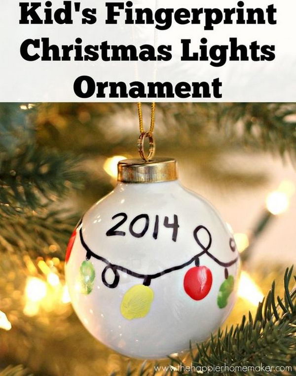 Create This Cute Kid'S Fingerprint Ornament And Make The Fingerprints Look Like Christmas Lights. 