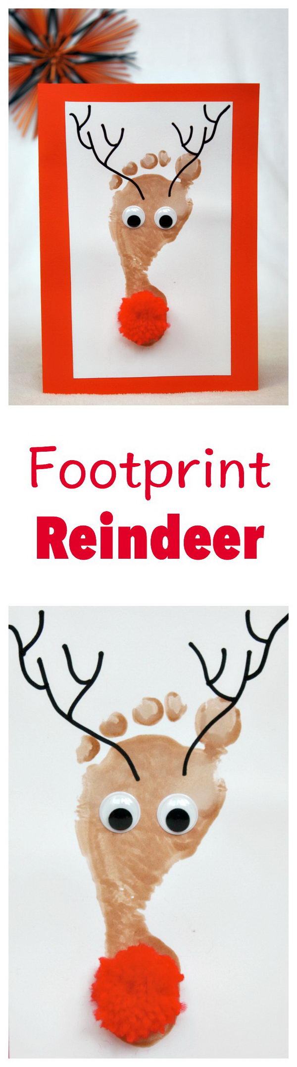 Super Easy And Cute Reindeer Footprint Christmas Cards. 